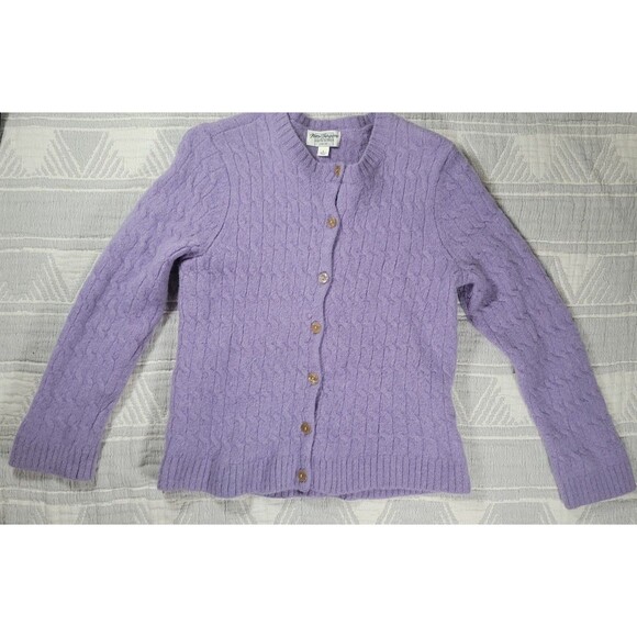 Norm Thompson 100% Wool Lavender Cable Knit Sweater – Women’s Size L - Vintage - Picture 1 of 7
